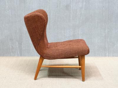 Eric Bertil Karl n Eric Bertil Karl n Lounge Chair in Ember Toned Upholstery and Elm Sweden 1940s