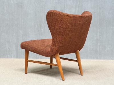 Eric Bertil Karl n Eric Bertil Karl n Lounge Chair in Ember Toned Upholstery and Elm Sweden 1940s