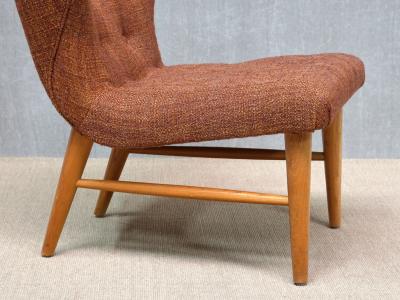 Eric Bertil Karl n Eric Bertil Karl n Lounge Chair in Ember Toned Upholstery and Elm Sweden 1940s