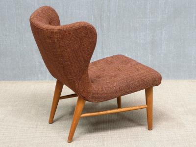 Eric Bertil Karl n Eric Bertil Karl n Lounge Chair in Ember Toned Upholstery and Elm Sweden 1940s