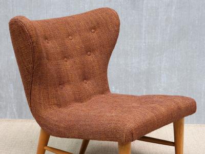 Eric Bertil Karl n Eric Bertil Karl n Lounge Chair in Ember Toned Upholstery and Elm Sweden 1940s
