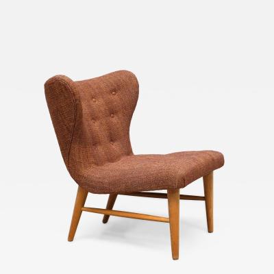 Eric Bertil Karl n Eric Bertil Karl n Lounge Chair in Ember Toned Upholstery and Elm Sweden 1940s