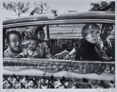 Eric Kroll Photograph of Andy Warhol Keith Haring Kenny Scharf and Family