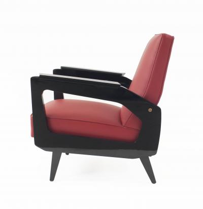 Eric Schmitt Pair of French Mid Century 1950s Open Arm Chairs