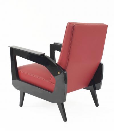 Eric Schmitt Pair of French Mid Century 1950s Open Arm Chairs