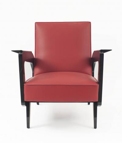 Eric Schmitt Pair of French Mid Century 1950s Open Arm Chairs