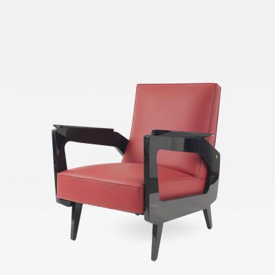 Eric Schmitt Pair of French Mid Century 1950s Open Arm Chairs