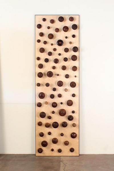 Eric Th venot Boucliers Pair of Decorative Turned Wood Panels by Eric Th venot