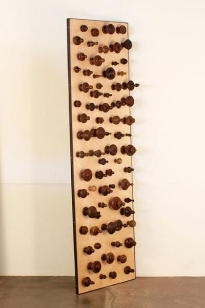 Eric Th venot Boucliers Pair of Decorative Turned Wood Panels by Eric Th venot