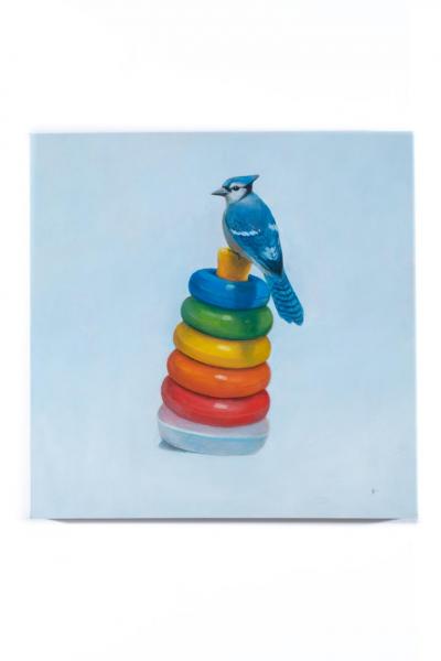 Eric Wieringa The Ringer Blue Jay Resting Atop Vintage Ring Toy