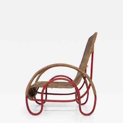 Erich Dieckmann Wicker and painted metal armchair in Bauhaus style