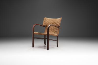 Erich Dieckmann Woven Wingback Armchair in the Manner of Erich Diekmann The Netherlands 1940s