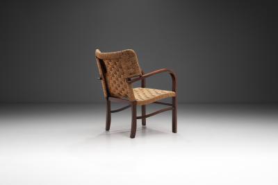 Erich Dieckmann Woven Wingback Armchair in the Manner of Erich Diekmann The Netherlands 1940s