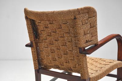 Erich Dieckmann Woven Wingback Armchair in the Manner of Erich Diekmann The Netherlands 1940s