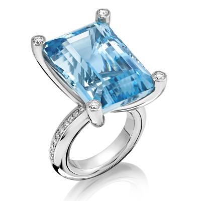 Erich Zimmermann 20 57 carat Brazilian Aquamarine White Diamond Platinum Ring Erich Zimmermann