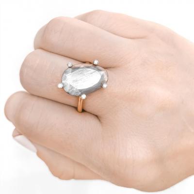 Erich Zimmermann Faceted Moonstone White Diamond Rose Gold Ring Erich Zimmermann