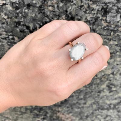 Erich Zimmermann Faceted Moonstone White Diamond Rose Gold Ring Erich Zimmermann