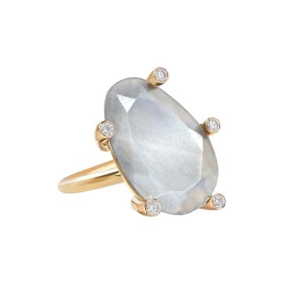 Erich Zimmermann Faceted Moonstone White Diamond Rose Gold Ring Erich Zimmermann