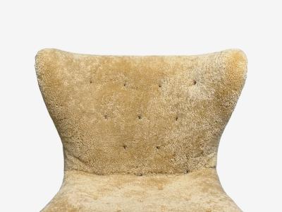 Erik Bertil Karl n Rare Easy Chair Beech Shearling Sweden 1940s