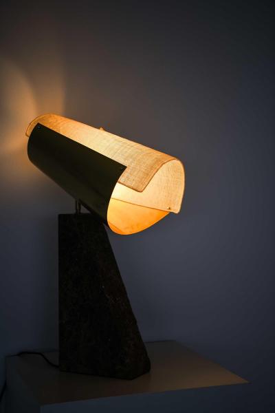 Erik Bratsberg Lorian Table Lamp in Brass Fabric and Marble by Erik Bratsberg 2021