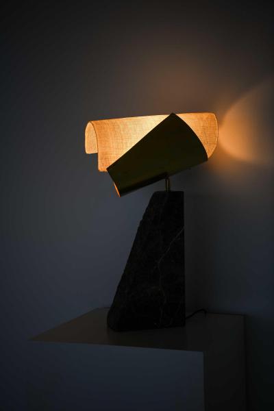 Erik Bratsberg Lorian Table Lamp in Brass Fabric and Marble by Erik Bratsberg 2021