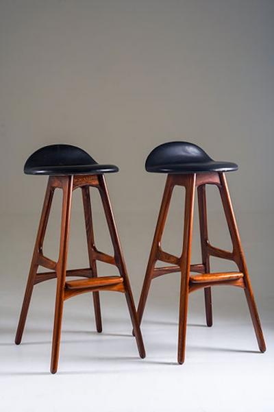 Erik Buch Erik Buch Bar Stools Model OD 61 for Odense M belfabrik Denmark 1960s