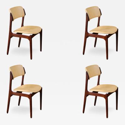 Erik Buch Erik Buch Rosewood Leather Dining Chairs for O D Mobler