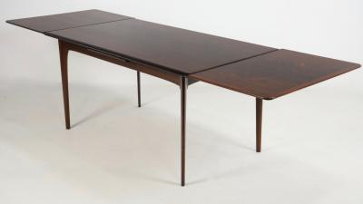 Erik Buck Exceptional Scandinavian Modern Rosewood Draw Leaf Table by Erik Buck
