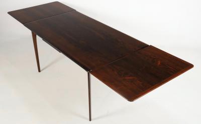 Erik Buck Exceptional Scandinavian Modern Rosewood Draw Leaf Table by Erik Buck