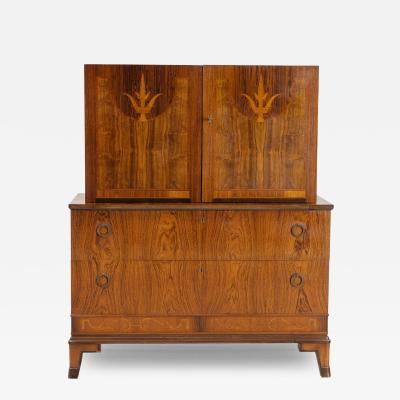 Erik Chambert ERIK CHAMBERT Art Ceco MAHOGANY AND ROSEWOOD VENEERED SWEDISH GRACE SECRETAIRE 