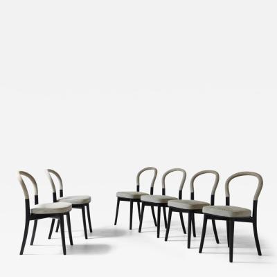 Erik Gunnar Asplund Elegant set of 8 chairs in wood and fabric covering