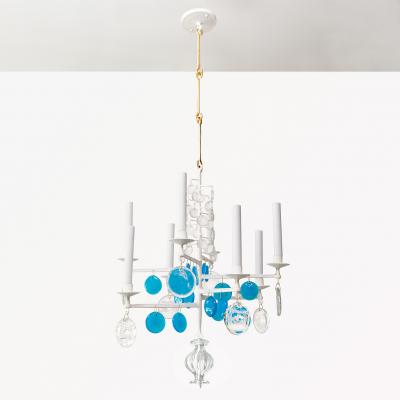 Erik H glund ERIK HOGLUND ELECTRIFIED 8 ARM IRON CRYSTAL CHANDELIER