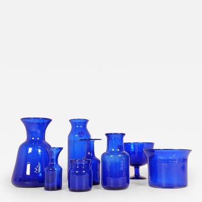Erik H glund Midcentury Collection of Eight Blue Vases by Erik Hoglund Sweden 1960s