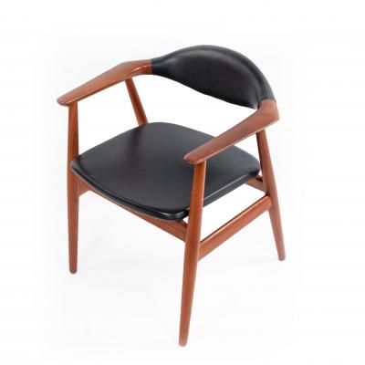Erik Kirkegaard Set of 4 4 Black Vinyl and Teak Erik Kirkegaard Midcentury Side Chairs