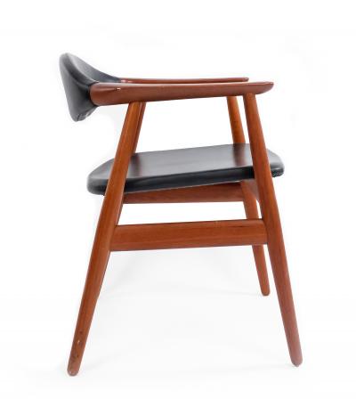 Erik Kirkegaard Set of 4 4 Black Vinyl and Teak Erik Kirkegaard Midcentury Side Chairs