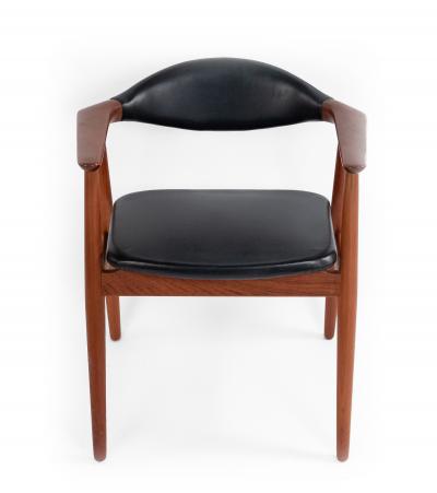 Erik Kirkegaard Set of 4 4 Black Vinyl and Teak Erik Kirkegaard Midcentury Side Chairs