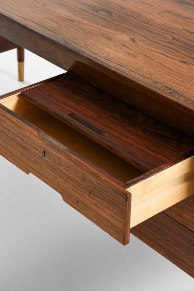 Erik Riisager Hansen Mid Century Desk in Brass Rosewood by Erik Riisager Hansen 1950s