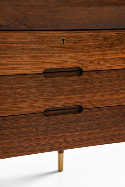 Erik Riisager Hansen Mid Century Desk in Brass Rosewood by Erik Riisager Hansen 1950s