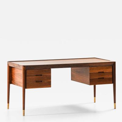 Erik Riisager Hansen Mid Century Desk in Brass Rosewood by Erik Riisager Hansen 1950s