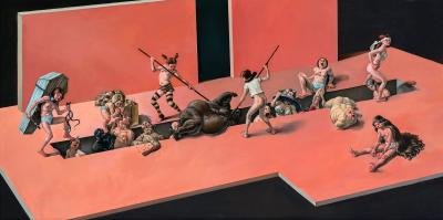 Erik Thor Sandberg Grotesque Nude Figures in Battle like Hieronymus Bosch