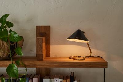 Erik W rn Pair of 1950s Erik Warna GK14 Black and Brass Perforated Shade Table Lamps