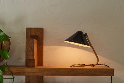 Erik W rn Pair of 1950s Erik Warna GK14 Black and Brass Perforated Shade Table Lamps