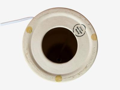 Eriksen Keramik Large Table Lamp Beige Stoneware Denmark 1970s