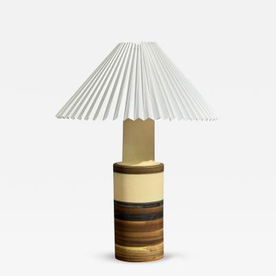 Eriksen Keramik Large Table Lamp Beige Stoneware Denmark 1970s