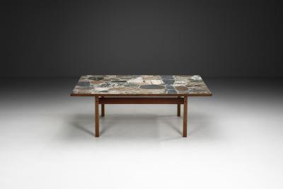Erling Viksj Coffee Table with Stone Top by Erling Viksj for Conglo Designs Norway 1960s