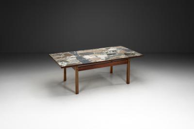 Erling Viksj Coffee Table with Stone Top by Erling Viksj for Conglo Designs Norway 1960s