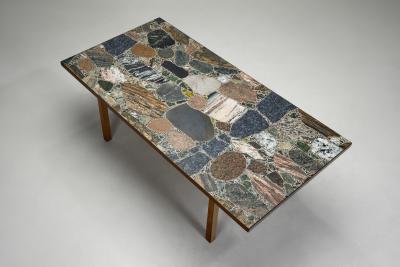 Erling Viksj Coffee Table with Stone Top by Erling Viksj for Conglo Designs Norway 1960s