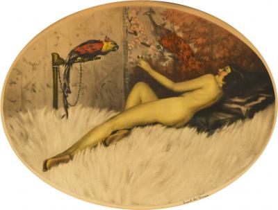 Ernest De Nagy Girl with Parrot by Ernest De Nagy 1881 1951 