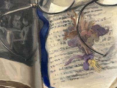 Ernest De Nagy TROMPE LOEIL ANTIQUE BOOKS CANDLE STILL LIFE PAINTING BY ERNEST DE NAGY