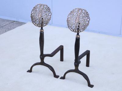 Ernest Gimson 1900s Ernest Gimson Style Brass And Iron Andirons